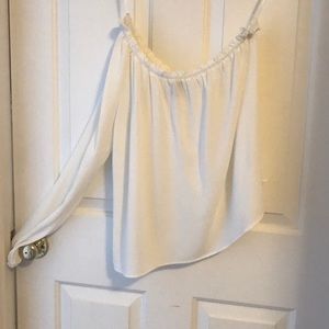 One shoulder white flowy top